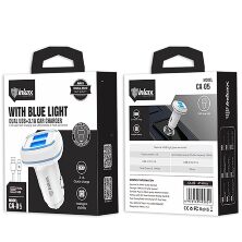 Автомобільний зарядний пристрій INKAX CA-05 2 USB, 3.1A, 15W, USB кабель LIGHTNING