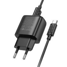 Мережевий зарядний пристрій HOCO C140A USB QC3.0 18W + кабель USB - TYPE-C, чорний