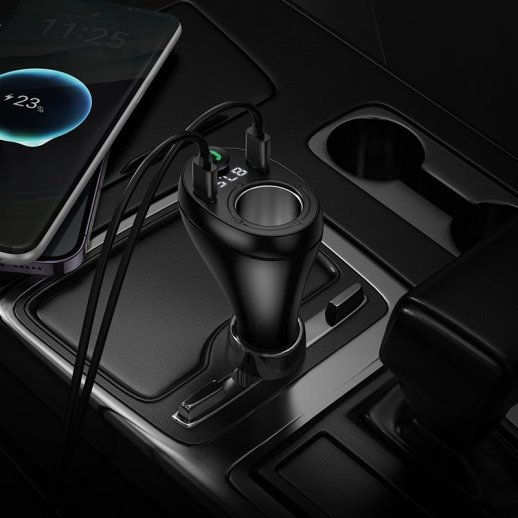 FM-трансмітер автомобільний HOCO E88 Bluetooth 5.4 / PD20W / QC3.0 / 2xUSB-C / USB / DC 120W