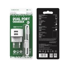Мережевий зарядний пристрій BOROFONE BA23A Brilliant dual port + кабель USB - TYPE-C