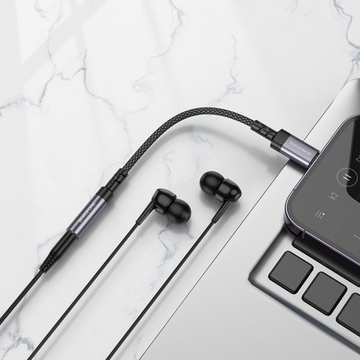 Переходник Borofone BV24 Type-C - Jack 3.5, сірий