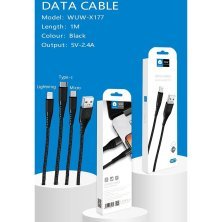 Кабель USB WUW X177 USB - micro USB Тканина 2.4A ЧОРНИЙ (500)