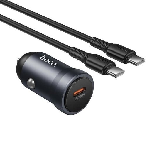 Автомобільний зарядний пристрій HOCO Z62A PD 30W + кабель TYPE-C - TYPE-C, сірий