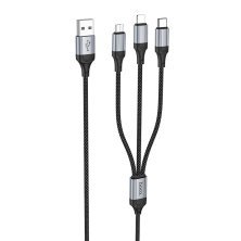 USB кабель HOCO X102 3в1: Lightning/Micro/Type-C, 1 метр, чорний