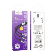 USB кабель HOCO X102 3в1: Lightning/Micro/Type-C, 1 метр, чорний