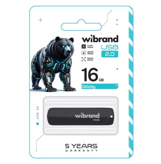 USB флеш 16Gb Wibrand Grizzly USB 2.0 Black