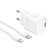 Зарядний пристрій HOCO N64 Ingenious, 20 Вт PD, один USB-C порт, комплект з кабелем Type-C to LIGHTNING, EU-вилка, білий