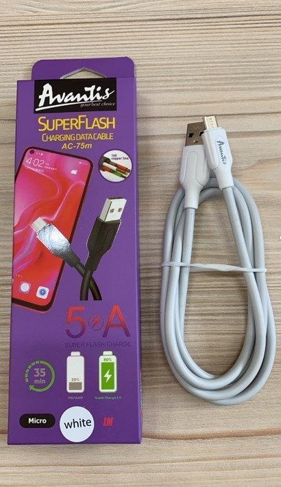USB Cable Avantis Super Flash AC-75m Micro White