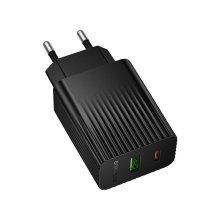 Мережевий зарядний пристрій BOROFONE BAS74A TYPE-C PD 20W / USB QC3.0, чорний