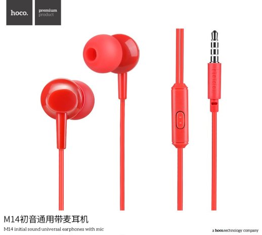 Дротові навушники HOCO M14, червоний