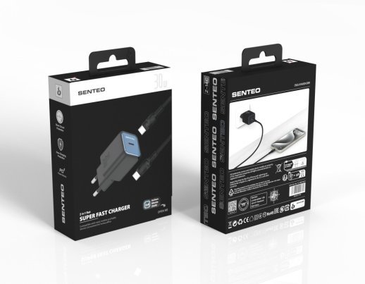 Сетевое Зарядное Устройство Senteo Z-16c Set Fast Charger 30W USB-C + USB-C Cable