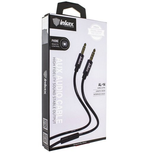 Кабель AUX INKAX AL-14 1 м з мікрофоном та кнопкою прийому виклику