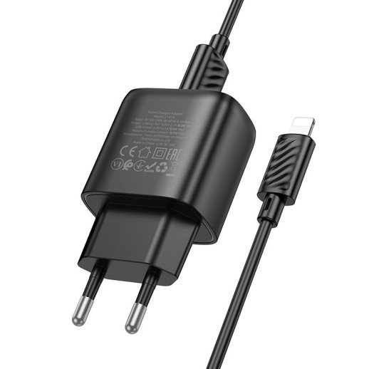 СЗУ HOCO C141A (2USB/2.4A) + USB - Lightning (28pc) (черный)
