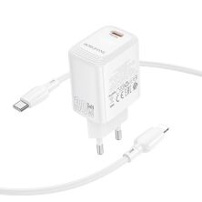 Мережевий зарядний пристрій BOROFONE BN28 PD 30W + кабель TYPE-C - LIGHTNING, білий