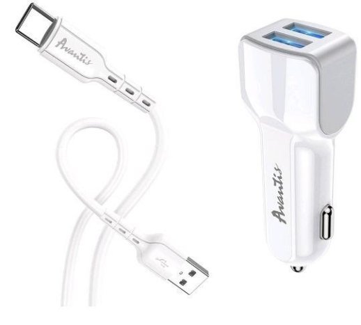 Автомобільний зарядний пристрій Avantis A910 Grand Style 2.4A Type-C Білый