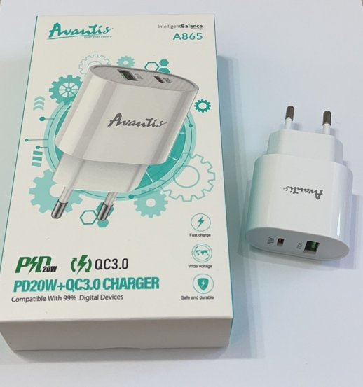 Мережевий Зарядний Пристрій Avantis A865 PD20W+QC3.0 White
