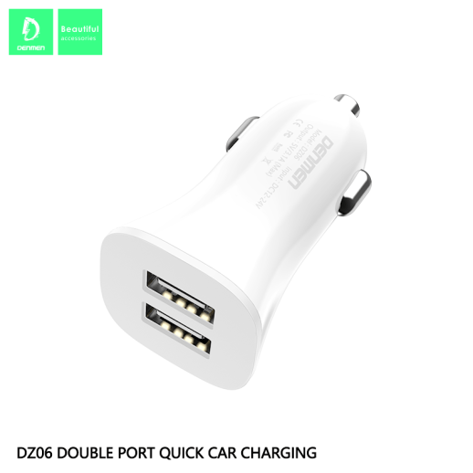 Автомобільний зарядний пристрій DENMEN DZ06E 3.1A 2USB PORT + CABLE USB 3IN1