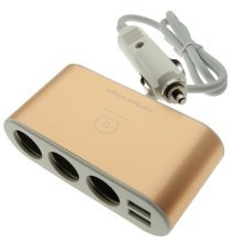Автомобільний зарядний пристрій WUW C22 трійник у прикурювач + 2 USB 2.4A