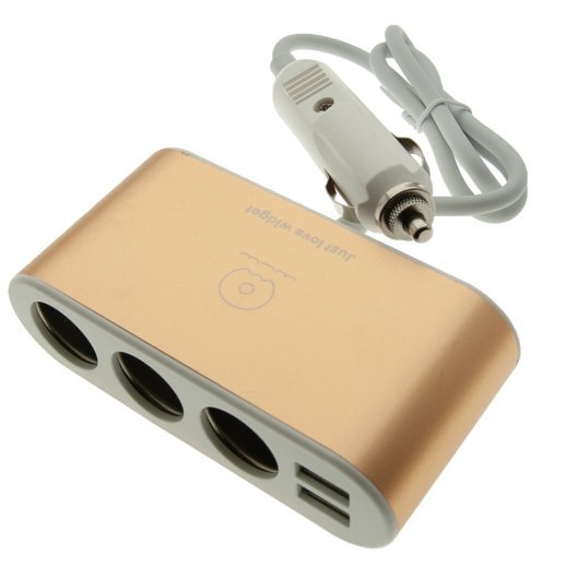 Автомобільний зарядний пристрій WUW C22 трійник у прикурювач + 2 USB 2.4A