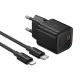 Зарядний пристрій HOCO N64 Ingenious, 20 Вт PD, один USB-C порт, комплект з кабелем Type-C to LIGHTNING, EU-вилка, чорний
