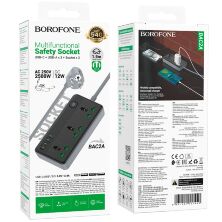 Сетевой удлинитель Borofone BAC2A (3USB/1Type-C/3xSocket) 1,5м (черный)