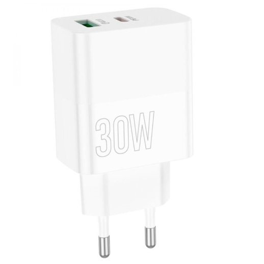 Мережевий зарядний пристрій BOROFONE BA75A Powerful dual port PD30W+QC3.0 charger(EU)