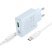 Мережевий зарядний пристрій HOCO C142A TYPE-C PD 20W + USB QC3.0 + кабель TYPE-C - TYPE-C, блакитний