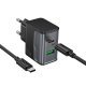 Мережевий зарядний пристрій HOCO CS71A TYPE-C PD 20W + USB QC 3.0 + КАБЕЛЬ TYPE-C - TYPE-C, чорний