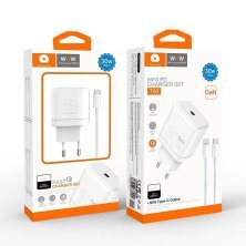 Мережевий зарядний пристрій WUW T63 GaN TYPE-C PD 30W + USB кабель Type-C - Type-C