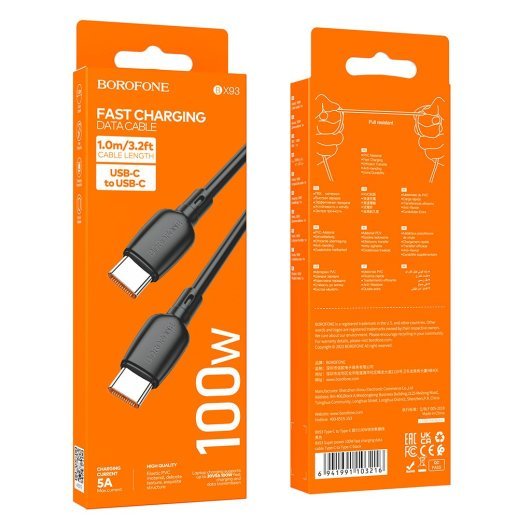 USB-C кабель BOROFONE BX93 Super power 100W fast charging data Type-C to Type-C