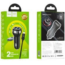 Автомобільний зарядний пристрій HOCO Z40 2USB 2.4A + кабель USB - Micro USB, чорний