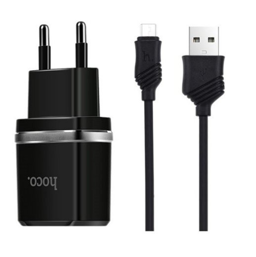 СЗУ HOCO C12 Smart (2USB/2.4A) + USB - MicroUSB (10pc) (черный)