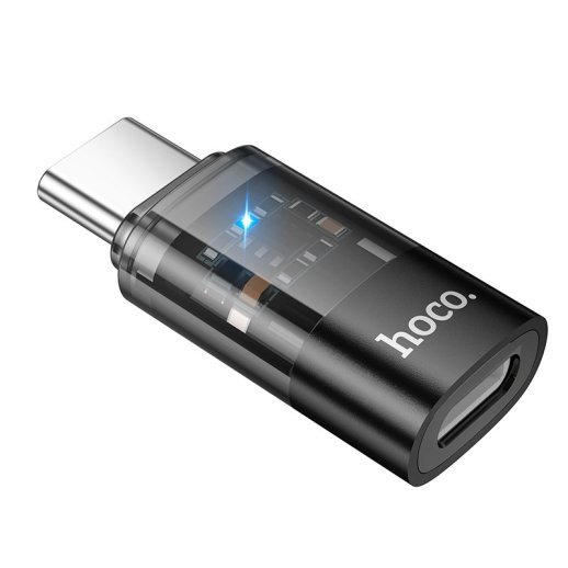 OTG-адаптер HOCO UA36D Type-C (папа) - Lightning (мама), чорний