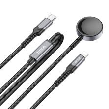 USB-C кабель HOCO CW54 2в1 Apple Watch cable +  ligtning cable, 1.20 метри, чорний