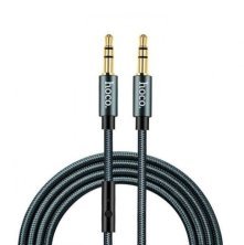 Кабель AUX HOCO UPA04 + Микрофон 3 pin (1М) (серый)