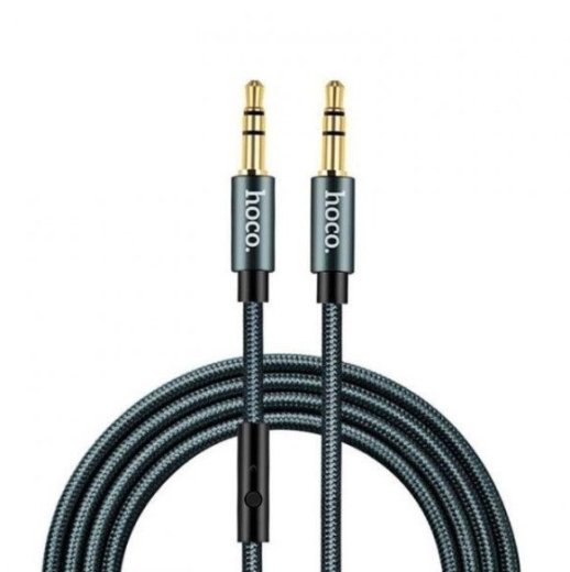 Кабель AUX HOCO UPA04 + Микрофон 3 pin (1М) (серый)