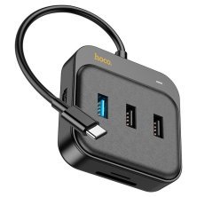 Конвертор HOCO HB38 7в1 TYPE-C (HDMI 4K + USB 3.0 + 2*USB 2.0 + SD / MicroSD + Type-C PD 100W), 20 см