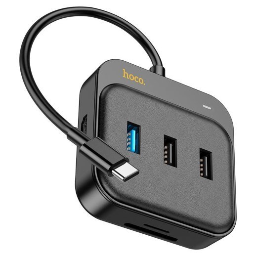 Конвертор HOCO HB38 7в1 TYPE-C (HDMI 4K + USB 3.0 + 2*USB 2.0 + SD / MicroSD + Type-C PD 100W), 20 см