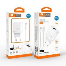 Мережевий зарядний пристрій WUW T64 GaN TYPE-C PD 30W | USB + USB кабель Type-C - Type-C