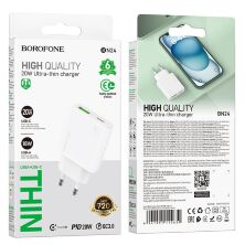 Мережевий зарядний пристрій BOROFONE BN24 PD 20W + QC3.0, білий