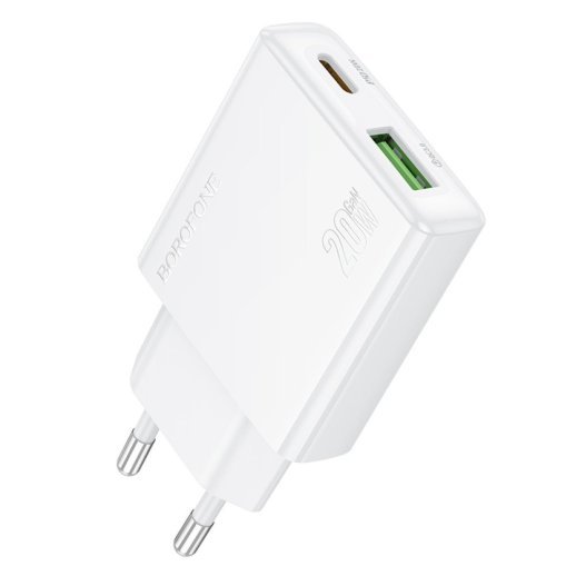 Мережевий зарядний пристрій BOROFONE BN24 PD 20W + QC3.0, білий