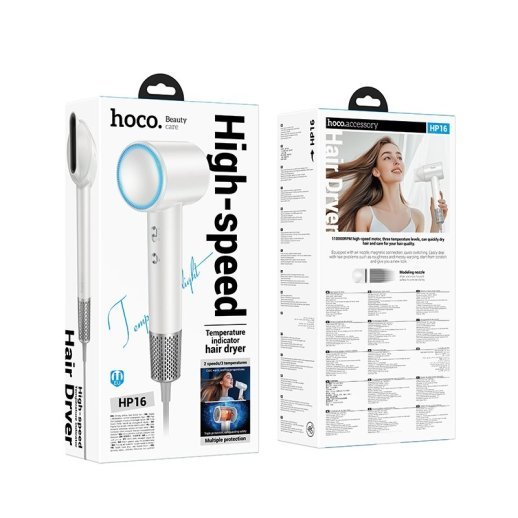 Фен для волосся HOCO HP16 з гарячим і холодним повітрям, білий