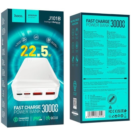Power bank HOCO J101B "Astute" 30000 mAh (белый)