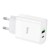 Мережевий зарядний пристрій HOCO NT9 TYPE-C PD 20W + USB QC 3.0, БІЛИЙ