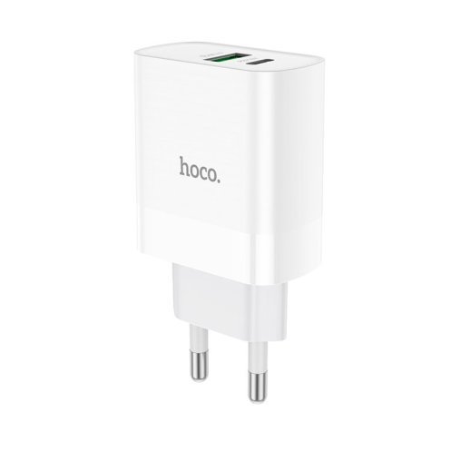 Мережевий зарядний пристрій HOCO NT9 TYPE-C PD 20W + USB QC 3.0, БІЛИЙ