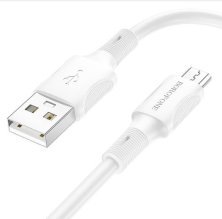 USB кабель BOROFONE BX80 2,4A charging data USB - micro USB 1 метр бiлий