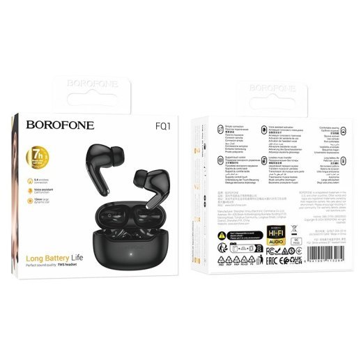 Бездротові навушники BOROFONE FQ1 TWS, чорний