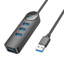 Перехідник BOROFONE DH5 USB HUB Erudite 4-в-1 (USB на USB 3.0*4шт.) довжина 0,2 метри