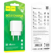 Мережевий зарядний пристрій HOCO C98A USB QC3.0, білий