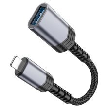 Конвертор HOCO UA24 OTG Lightning (папа) - USB 2.0 (мама) 16.5 см, сірий